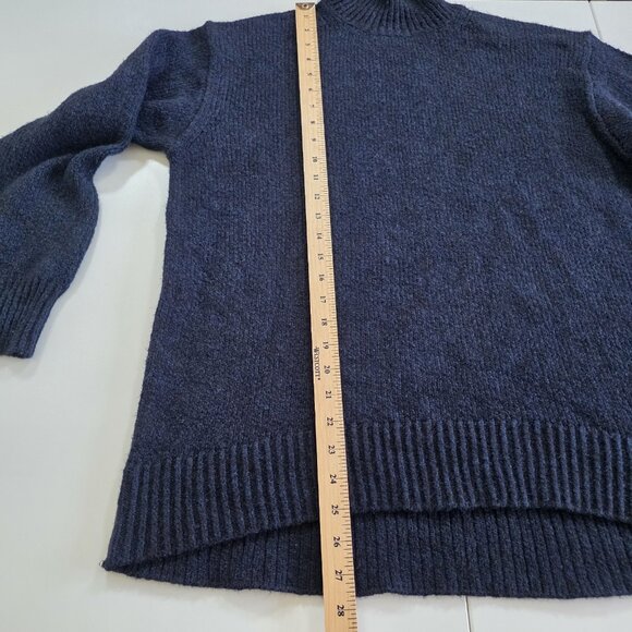 Uniqlo:C Sweater Women S Heathered Navy LS Cotton Wool Witchy Whimsigoth Slouchy - Picture 8 of 16